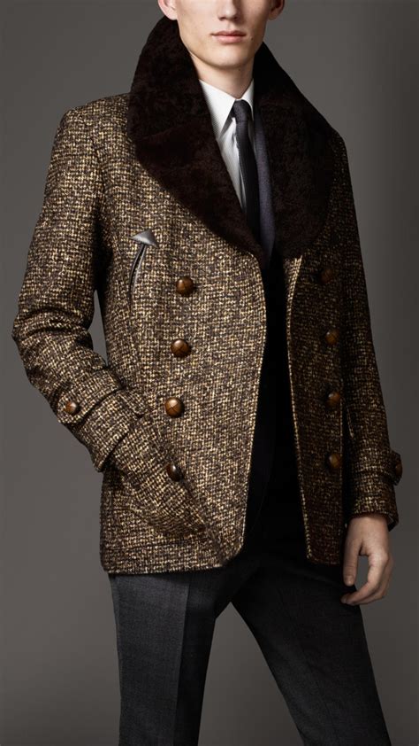 burberry pea coat brown|burberry pea coat men's sale.